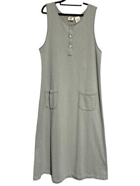 Jumper Dress Womens M SJB Vintage 90s Sport Sleeveless Pockets Midi Dress Cotton